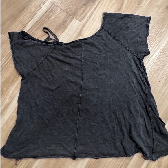 We The Free Tops - We the free Distressed Charcoal Gray Tie Back Tunic flowy Top Casual Boho v2